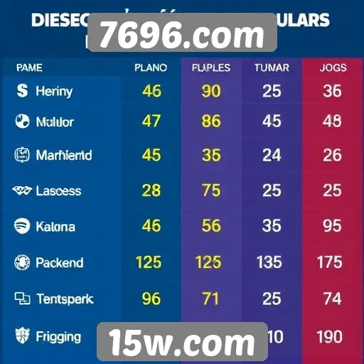Desempenho de jogos populares no site 7696.com